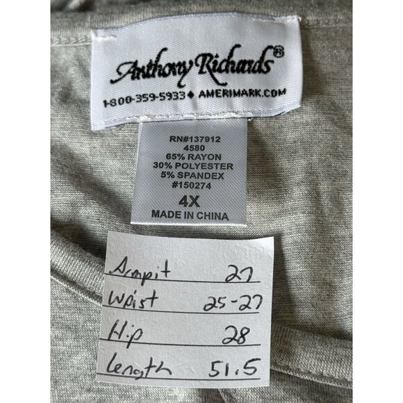 Anthony Richards Midi Layered Dress Sz 4X Gray Oversize Pocket Casual Minimalist - Picture 2 of 8